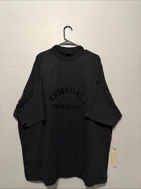 Fear of God Essentials Black Oversized Tee with Subtle Logo
